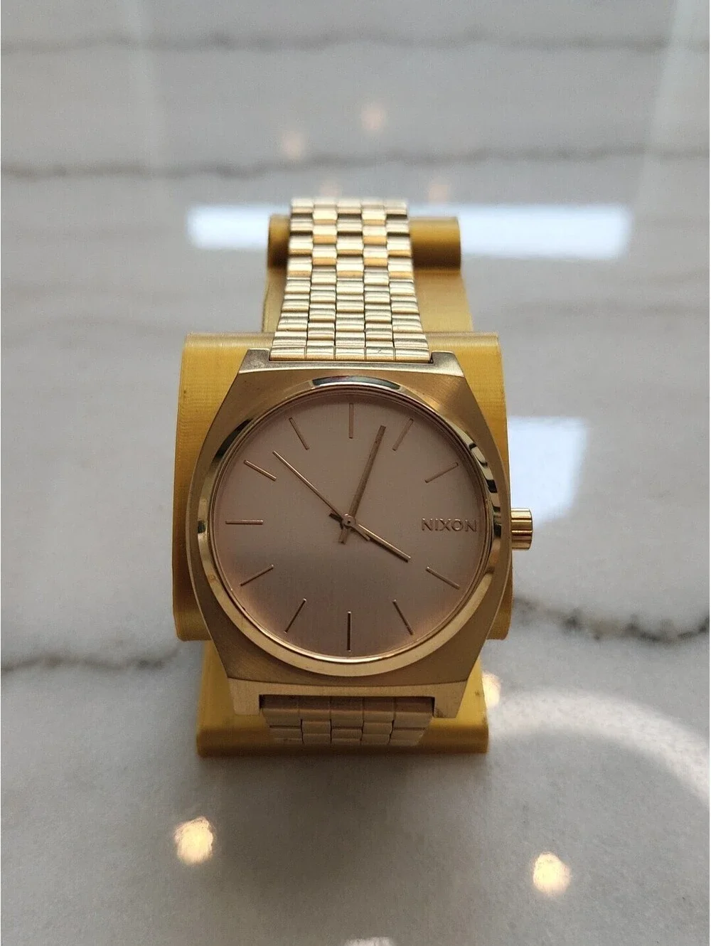 Nixon Minimal Time Teller Gold W Rose Gold, 37mm Mens Watch 100M EUC